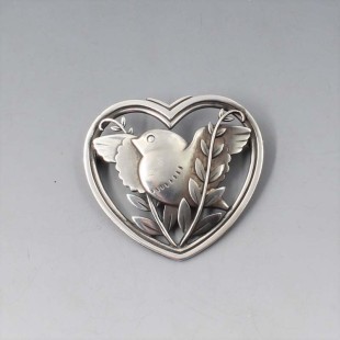 Georg Jensen dove in heart brooch